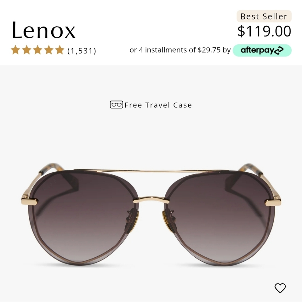 DIFF Lenox Aviator Gold Polarized Sunglasses
